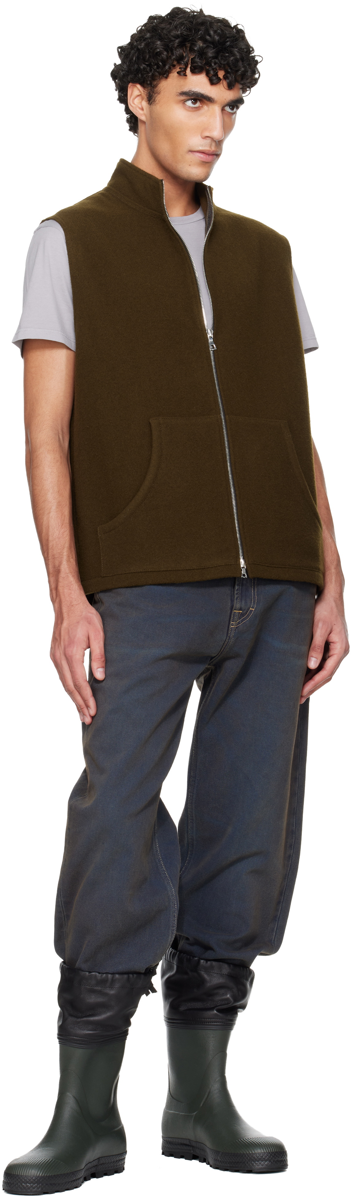 Rier Khaki Fleece Full Zip Vest