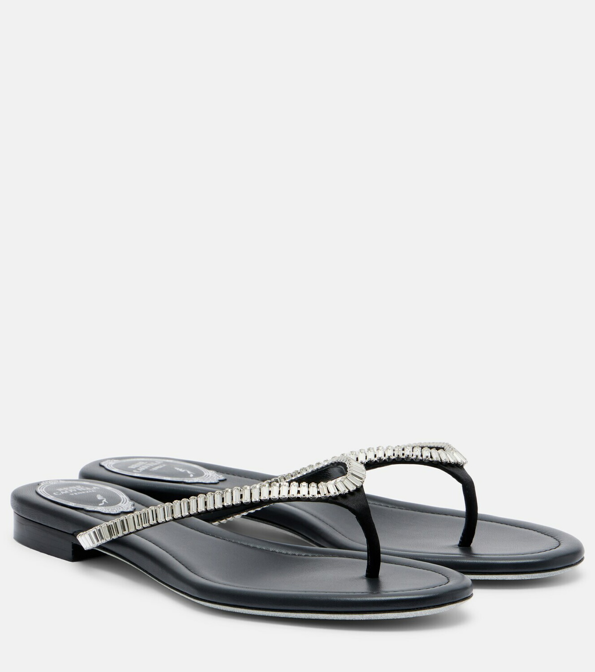Rene Caovilla Embellished satin thong sandals