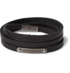 SAINT LAURENT - Burnished Silver-Tone and Leather Wrap Bracelet - Black