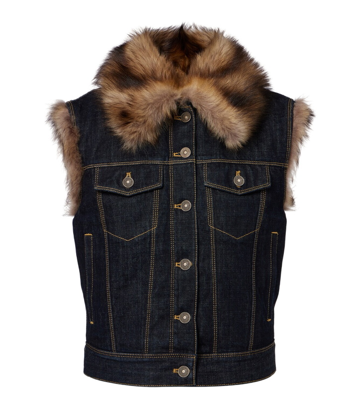 Photo: Fendi Shearling-trimmed denim vest