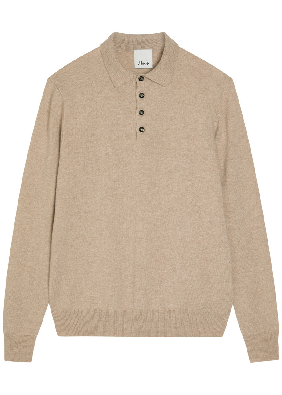 Allude Cashmere Polo Jumper Beige