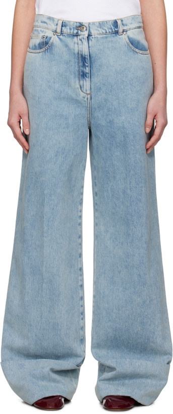Photo: Lanvin Blue Wide-Leg Cuffed Jeans
