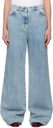 Lanvin Blue Wide-Leg Cuffed Jeans