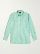 Drake's - Button-Down Collar Striped Cotton-Poplin Shirt - Green