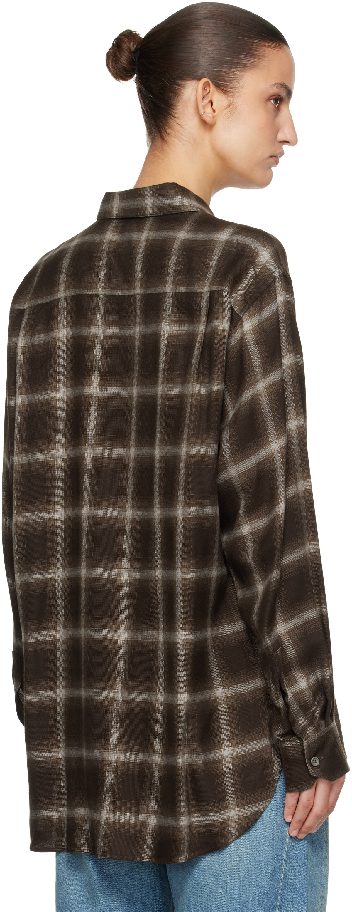 ssstein Brown Check Oversized LS Shirt