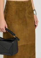 Nour Hammour Selly Suede Midi Skirt Dark Brown