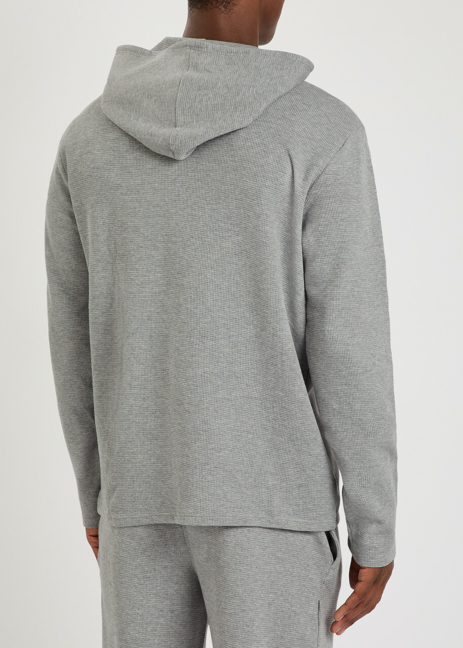Boss Waffle Hooded Cotton-blend Sweatshirt Grey