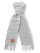 Loewe - Logo-Appliquéd Fringed Mohair and Wool-Blend Scarf