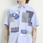 Junya Watanabe MAN Men's Patchwork Mix Short Sleeve Shirt in White/Sax X Mix