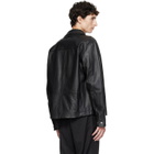BOSS Black Regular-Fit Metal Logo Buttons Leather Jacket