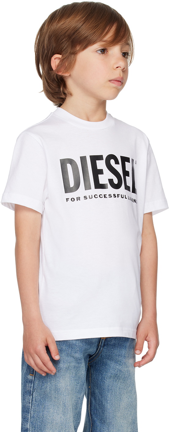 Diesel Kids White Printed T-Shirt Diesel