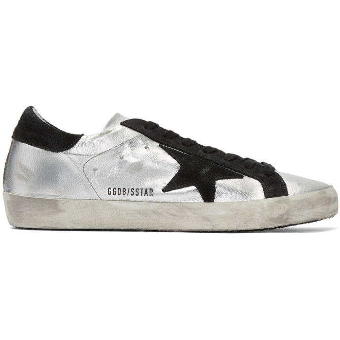 Photo: Golden Goose Silver and Black Superstar Sneakers 
