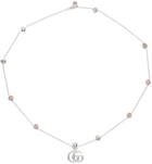 Gucci Silver Mother-Of-Pearl Double G Necklace