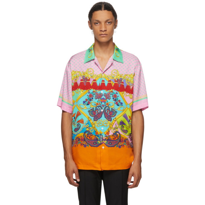 Photo: Versace Jeans Couture Pink Paisley Fantasy Short Sleeve Shirt