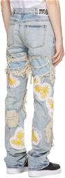 Who Decides War by MRDR BRVDO Blue Denim Distressed Daisy Jeans