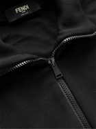 Fendi - Logo-Appliquéd Cotton-Blend Jersey Zip-Up Hoodie - Black