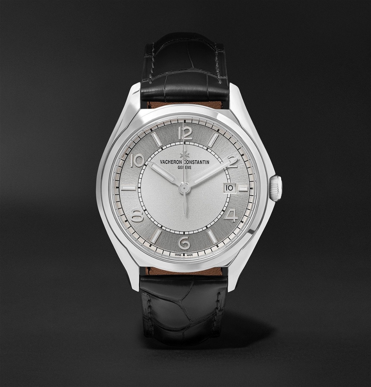 Photo: VACHERON CONSTANTIN - Fiftysix Automatic 40mm Stainless Steel and Alligator Watch, Ref. No. 4600E/000A-B442 - Silver