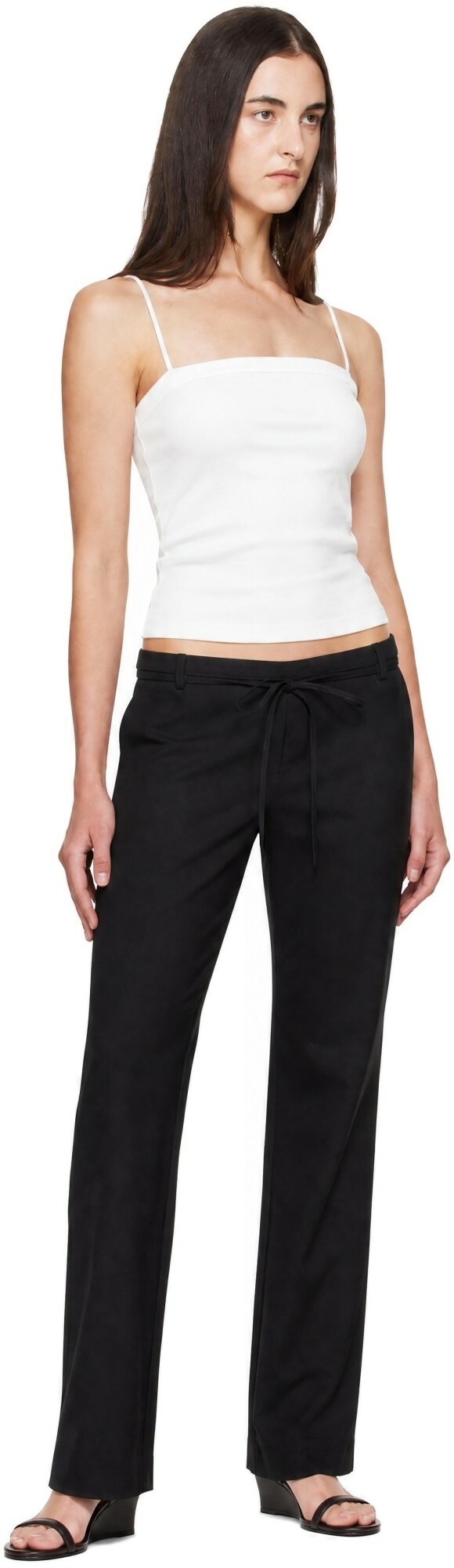 St. Agni Black 90s Wool Rouleau Minimal Trousers