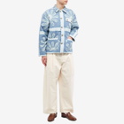 Bode Men's Signature Floral Workwear Jacket in Blue Cream