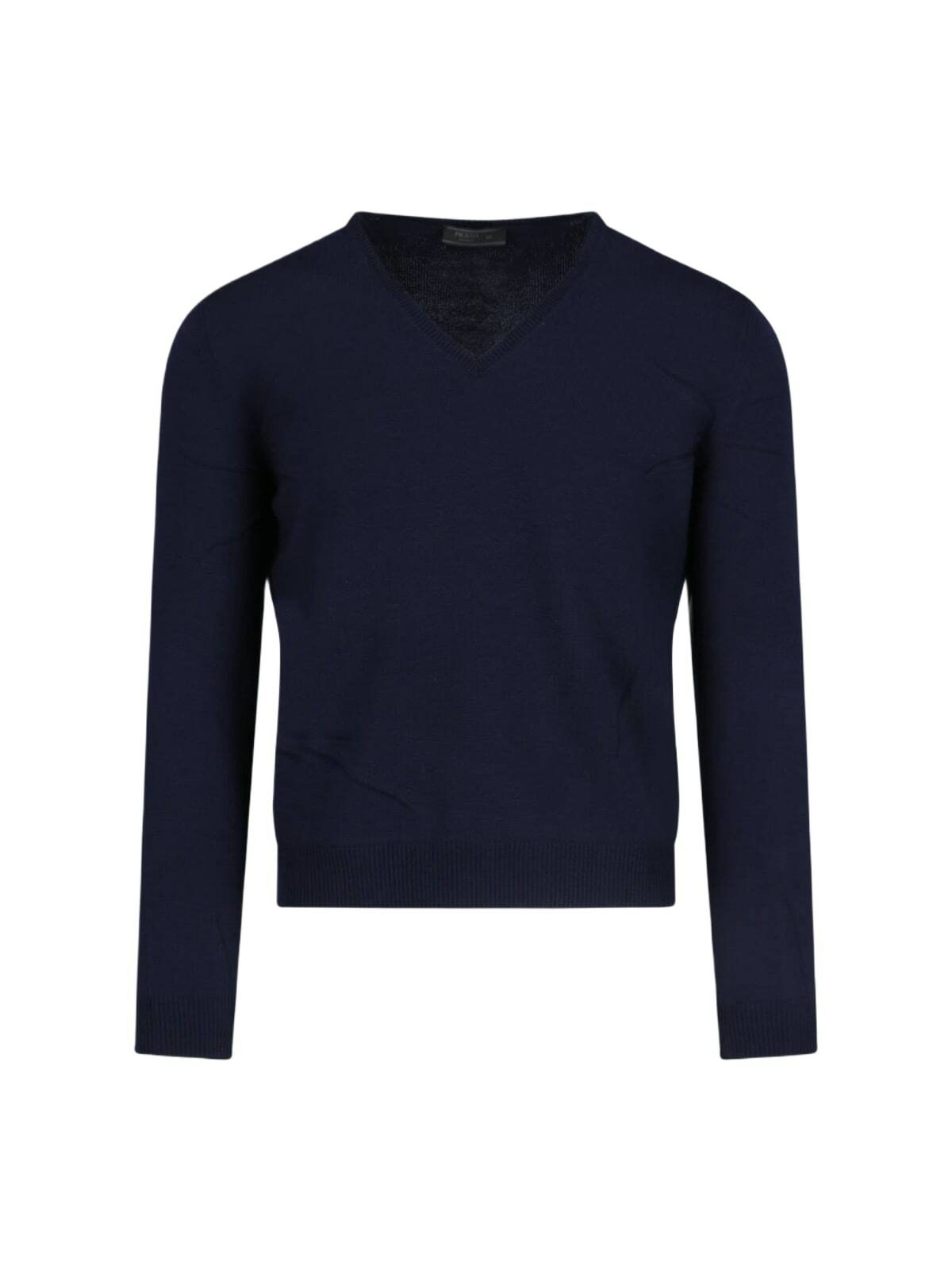 Prada Purple Knit V-Neck Sweater Prada