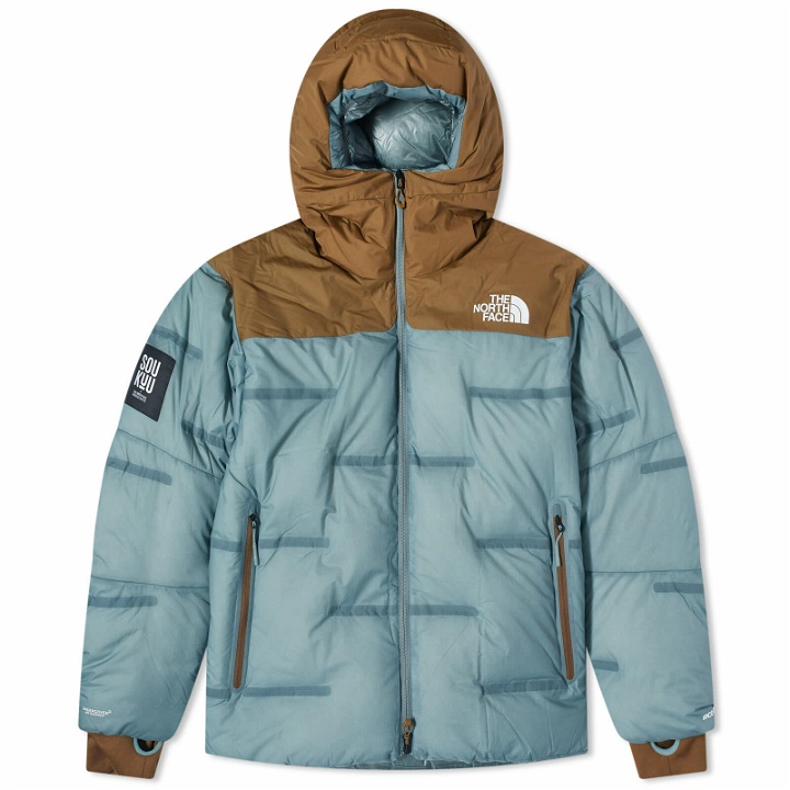 Photo: The North Face Men's x Undercover Cloud Down Nupste Jacket in Concrete Grey/Sepia Brown