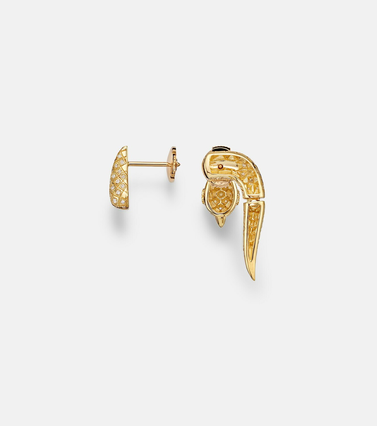 Yvonne Léon Python 9kt gold earrings with diamonds and spinels