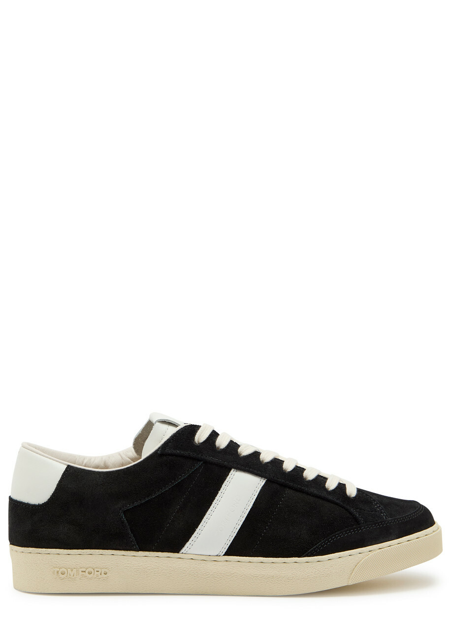 Tom Ford Panelled Leather and Suede Sneakers Black