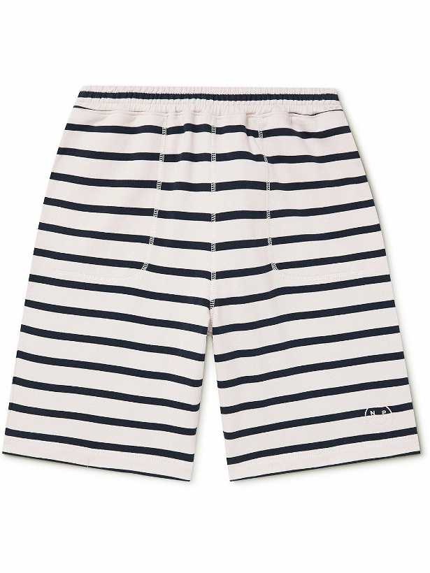 Photo: Ninety Percent - Striped Organic Cotton-Jersey Drawstring Shorts - Blue