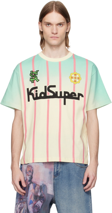 Photo: KidSuper Blue & Off-White Soccer Jersey T-shirt