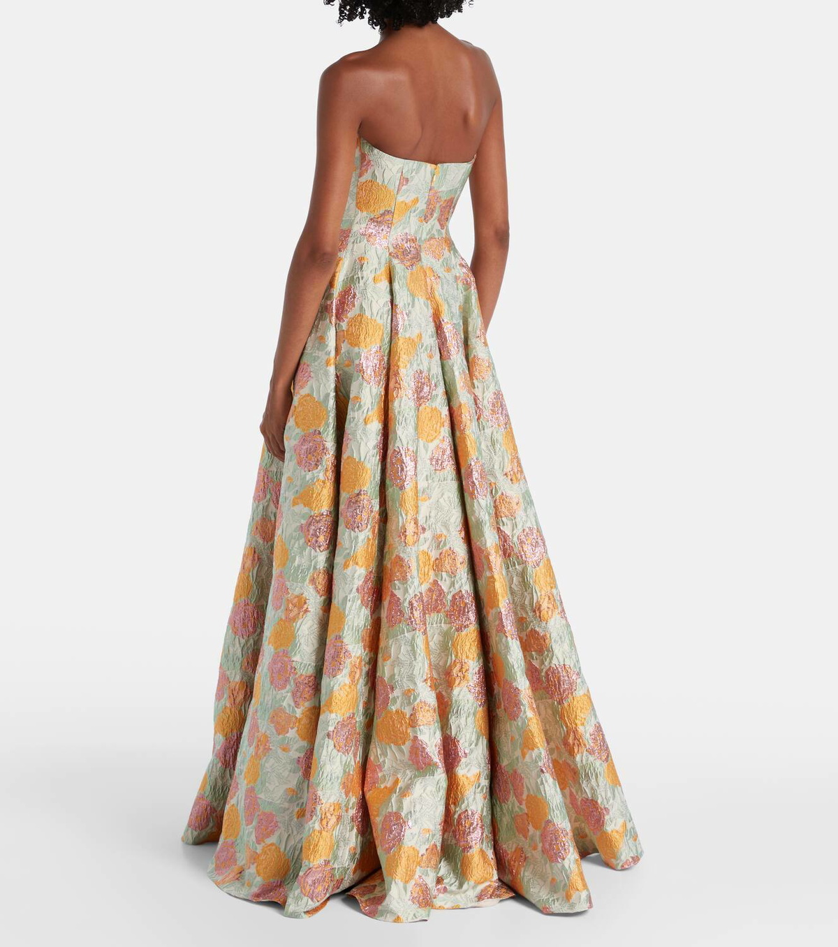 Markarian Floral lamé brocade corset gown
