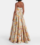 Markarian Floral lamé brocade corset gown