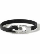 FERRAGAMO - Logo-Embellished Leather and Silver-Tone Bracelet