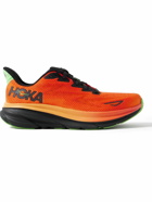 Hoka One One - Clifton 9 Rubber-Trimmed Mesh Running Sneakers - Orange