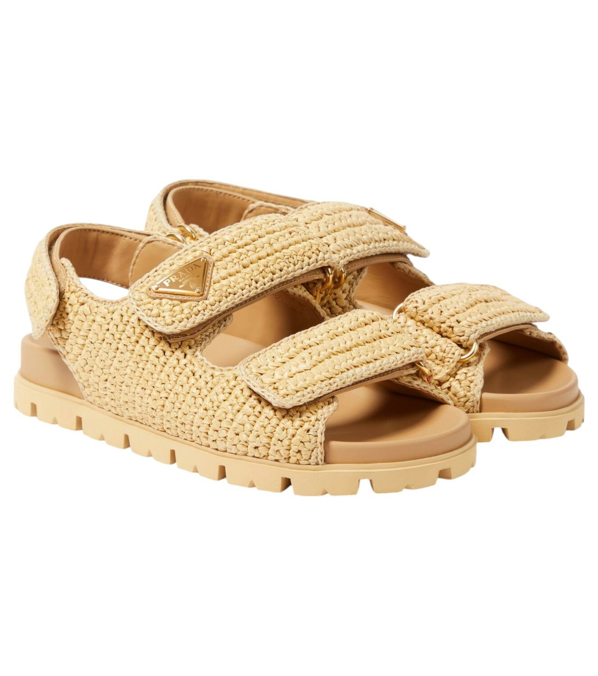 Prada Monolith crochet raffia-effect sandals Prada