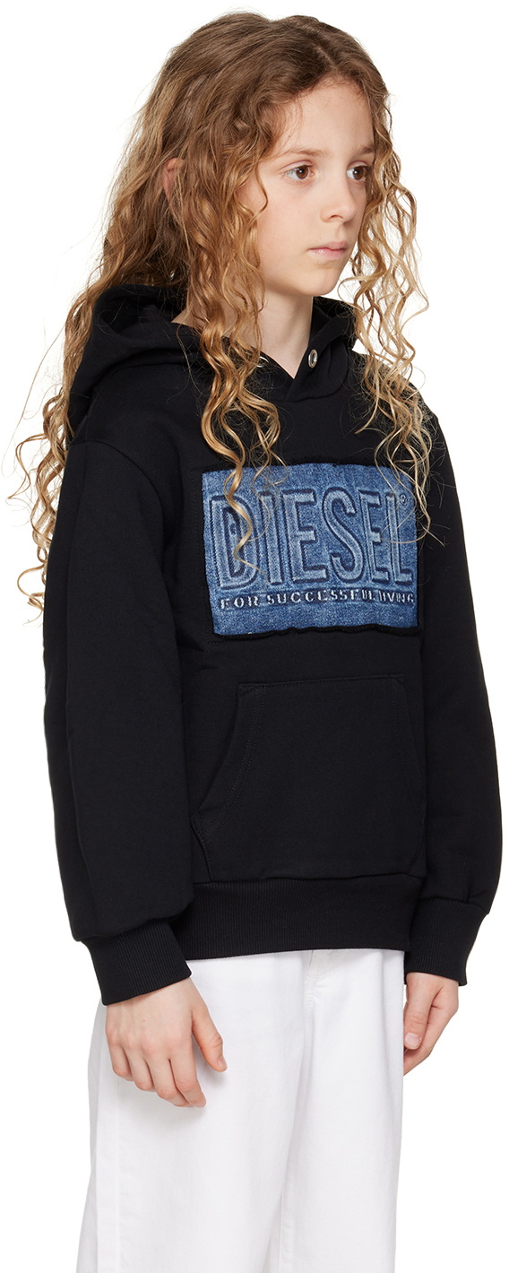 Diesel Kids Black Embossed Hoodie