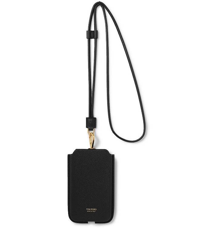 Photo: TOM FORD - Full-Grain Leather Phone Pouch with Lanyard - Black