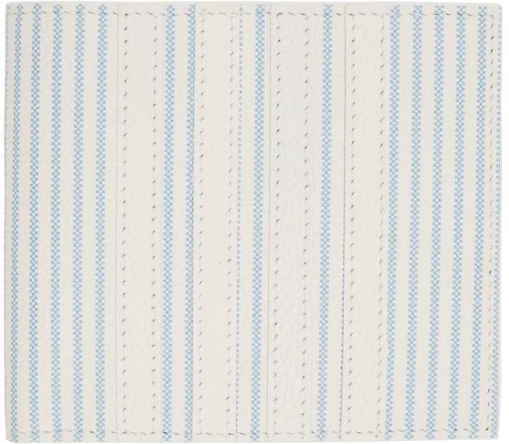 Photo: Thom Browne White & Blue 4-Bar Stripe Appliqué Wallet