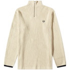 Fred Perry Authentic Men's Textured Funnel Neck Jumper in Oatmeal