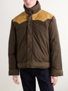 RRL - Padded Leather-Trimmed Shell Jacket - Brown