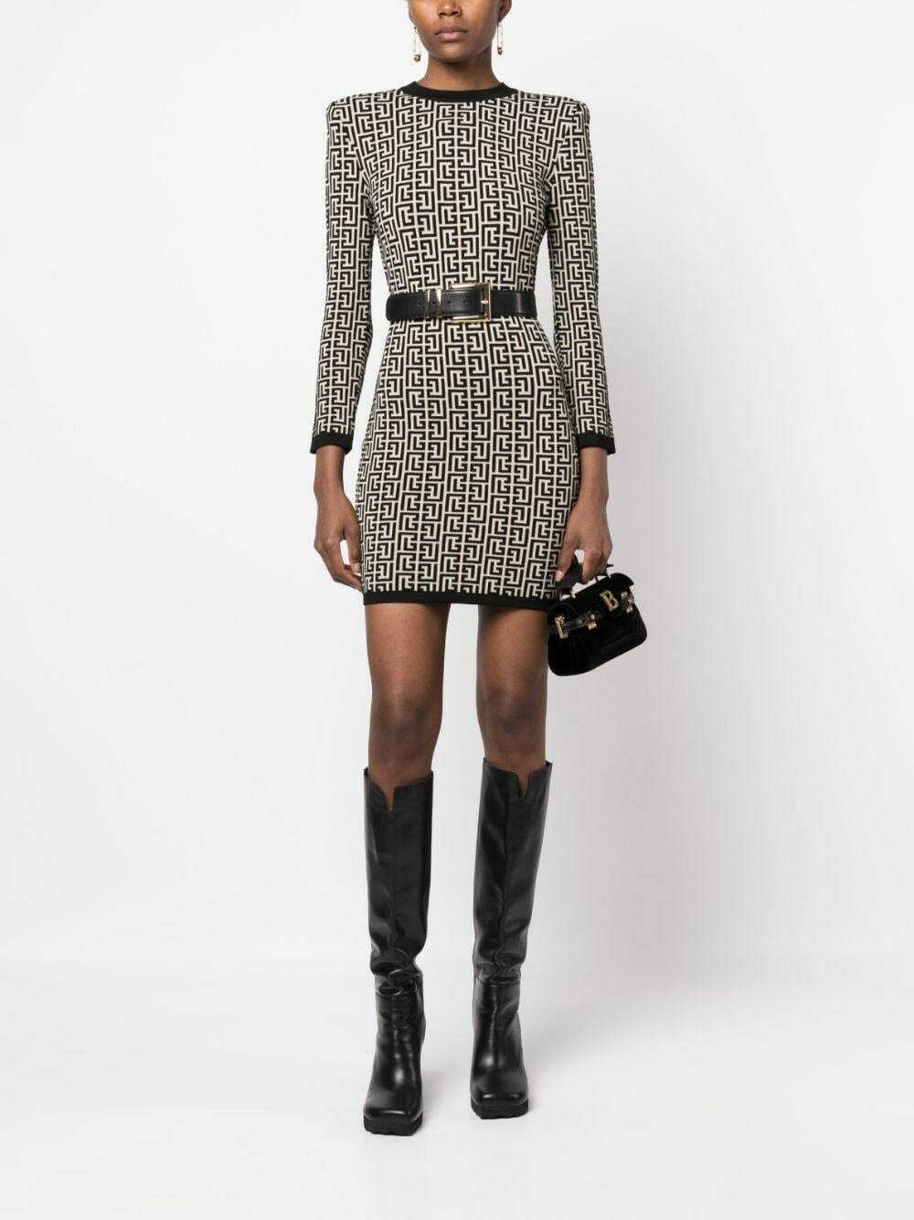 Balmain Girls Monogram Jersey Dress in Multicolour