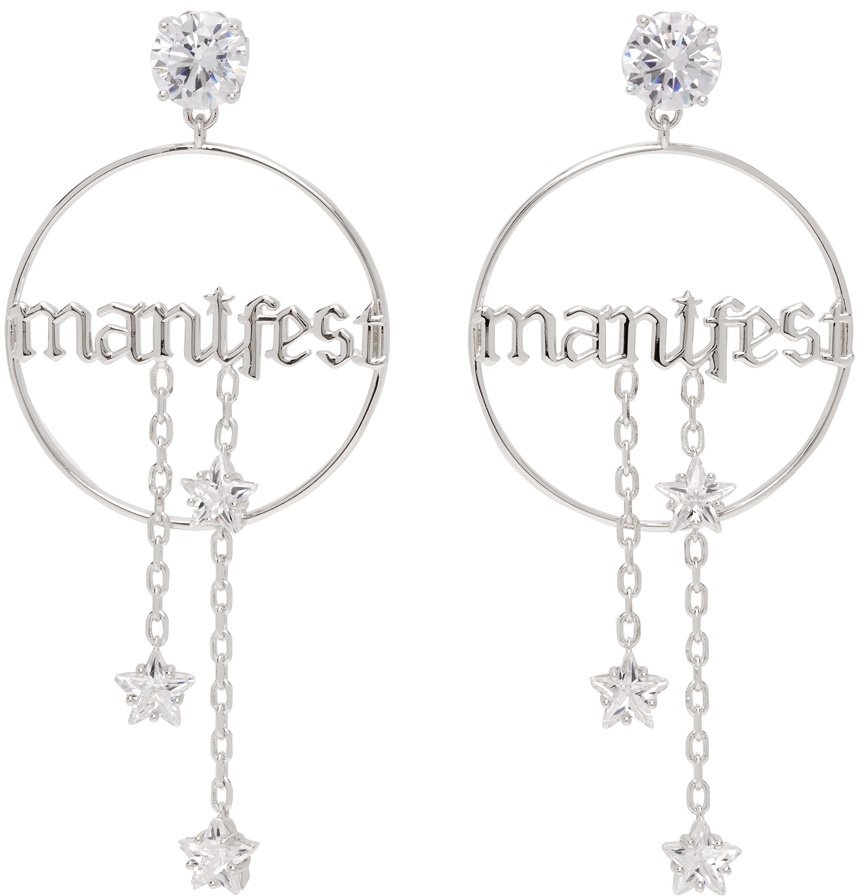 Photo: I'm Sorry by Petra Collins SSENSE Exclusive Silver & White JIWINAIA Edition 'Manifest' Hoop Earrings