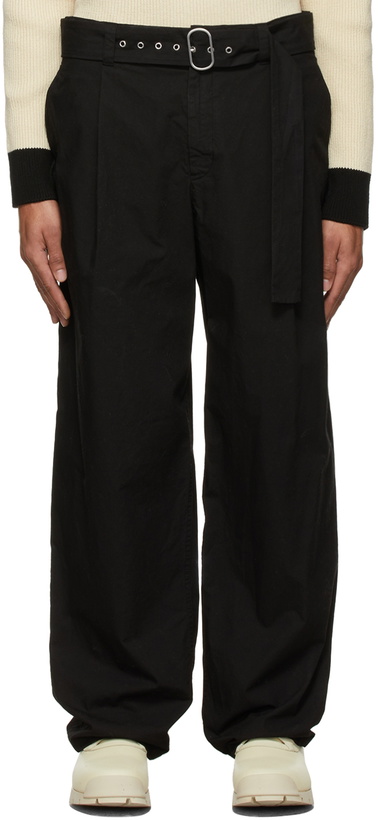 Photo: Jil Sander Black Canvas Wide-Leg Trousers