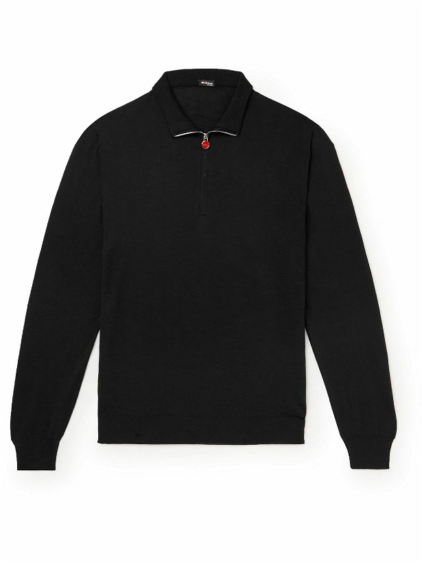 Photo: Kiton - Silk, Cashmere and Linen-Blend Half-Zip Sweater - Black