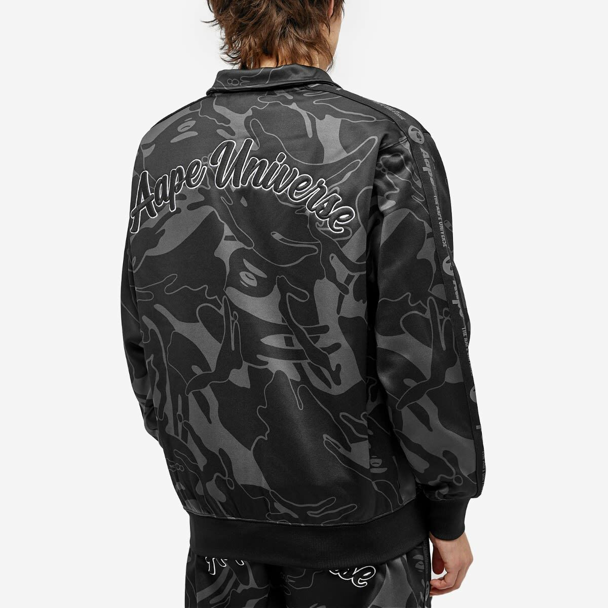 Men's AAPE Camo College Track Jacket in Black (Multi) AAPE by A