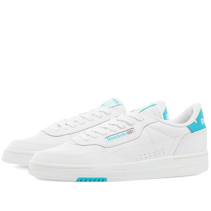 Photo: Reebok Men's Court Peak Sneakers in White/Chalk/Classic Teal