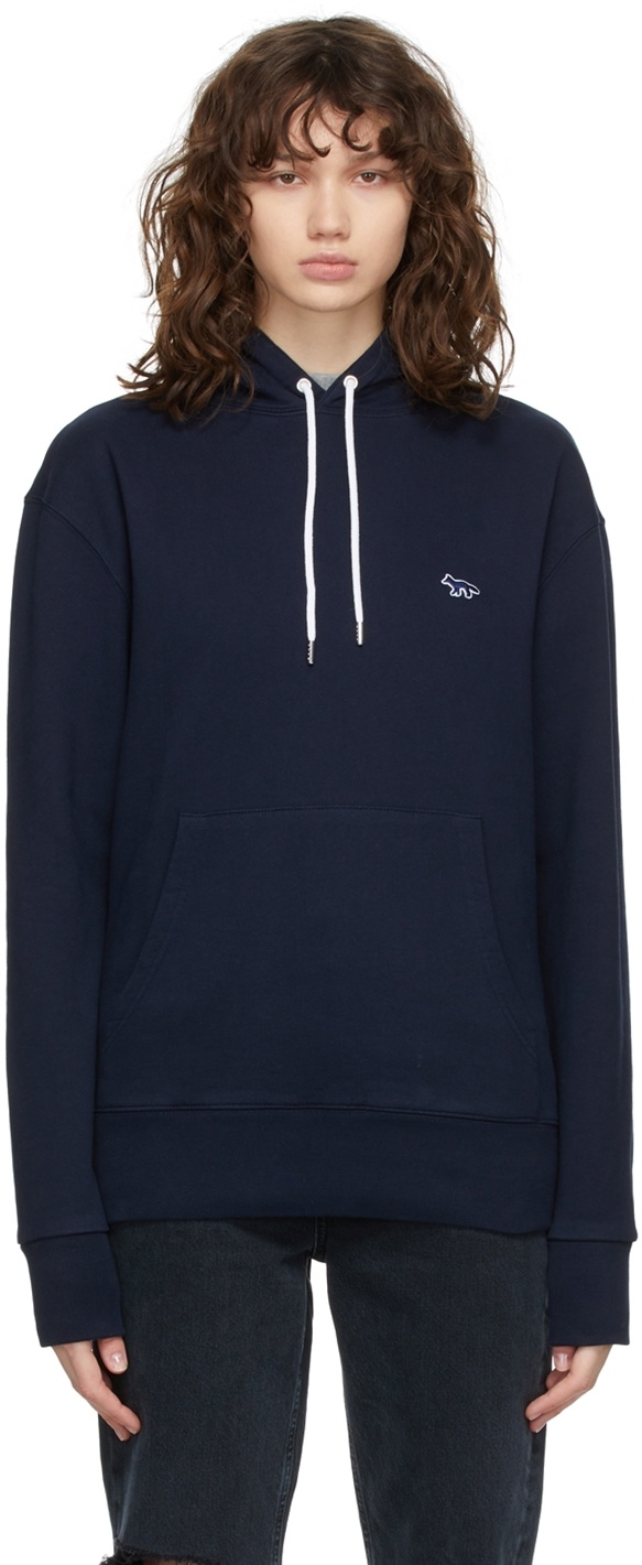 ★【MAISON KITSUNE】★Navy Fox Patch Classic Hoodi.e Black★ Maison Kitsuné Navy Fox Patch Classic Hoodie Maison Kitsune