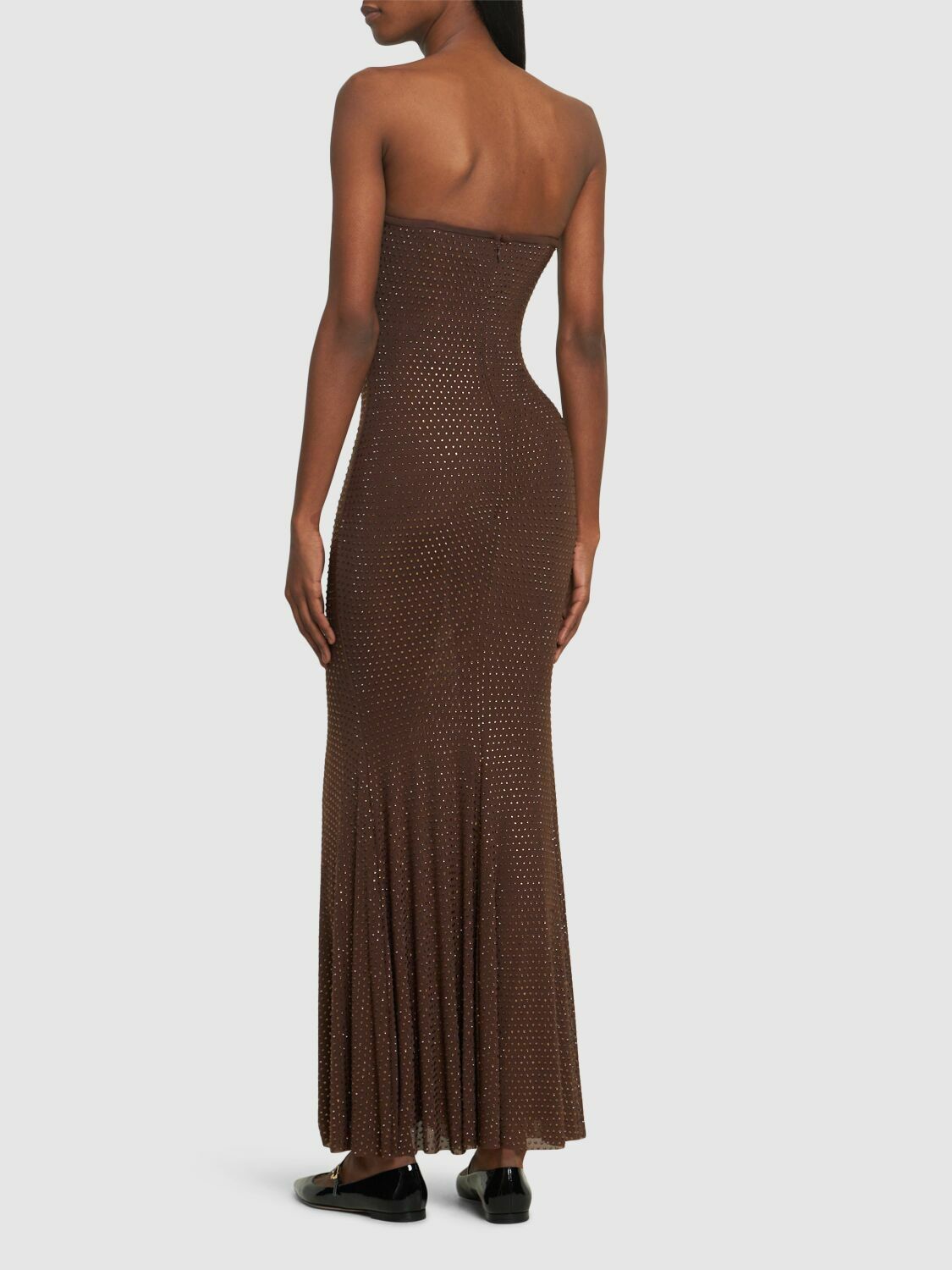 self portrait brown sequin maxi dress Brown Satin Diamante Maxi Dress  self-portrait