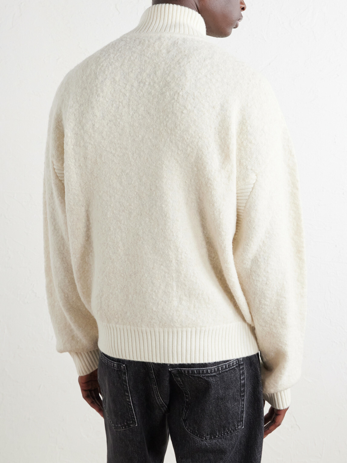 Aimé Leon Dore - Felted Wool-Blend Half-Zip Sweater - White