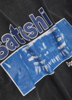 Satoshi Nakamoto Don't Forget To Smile Printed Distressed Cotton T-shirt Black