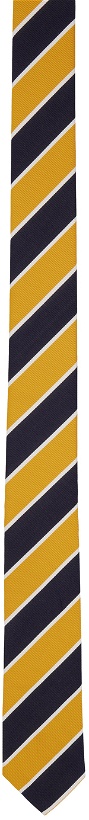 Photo: Thom Browne Yellow & Navy Awning Stripe Classic Tie